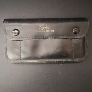 Vintage Croydon Top Grain Cowhide Black Trucker Wallet w/ Double Snap Closure